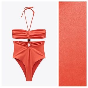 ZARA BEAD BANDEAU SWIMSUIT
INTENSE CORAL
